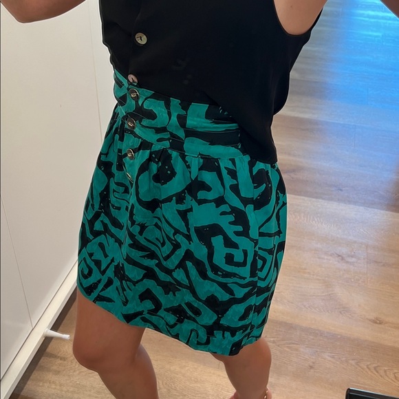 Myne designer silk Green and Black skirt size 0 - Picture 3 of 3